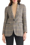Jones New York Plaid Elbow Patch Blazer In Gray
