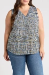 Jones New York Pleat Front Shell Top In Multi