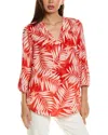 Jones New York Elbow Sleeve Linen-blend Blouse In Pink