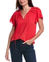Jones New York Pleated Shoulder Blouse In Red