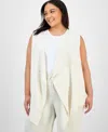 Jones New York Plus Size Cascade Open-front Vest In White