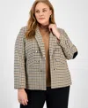 Jones New York Plus Size Check Faux Double-breasted Jacket In Neutral