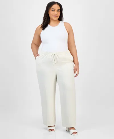 Jones New York Plus Size Drawstring Wide-leg Pants In White