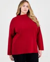 Jones New York Plus Size Embellished Funnel-neck Sweater In Animal Print