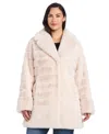 Jones New York Plus Size Faux-fur Notched-collar Coat In Neutral