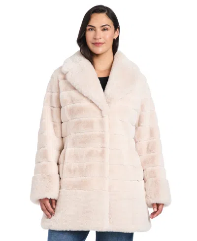 Jones New York Plus Size Faux-fur Notched-collar Coat In Neutral