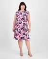 Jones New York Floral Extended Cap Sleeve Linen Blend Dress In Jones White