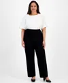 Jones New York Plus Size High-rise Pintuck Pull-on Pants In Black
