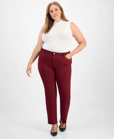 Jones New York Plus Size Lexington High-rise Straight Pants In Red