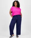 Jones New York Plus Size Linen-blend Drawstring Pants In Multi