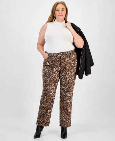 Jones New York Plus Size Printed Lexington Straight-leg Pants In Multi