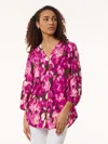 Jones New York Ikat Print Pleat Front Tunic Top In Multi