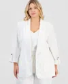 Jones New York Plus Size Roll-tab Open-front Blazer In White