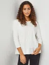 Jones New York Serenity Three Quarter Sleeve Knit Top In White