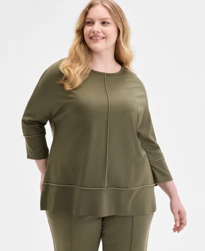 Jones New York Plus Size Serenity Dolman-sleeve Tunic In Green