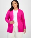 Jones New York Plus Size Sutton Open-front Cardigan In Pink