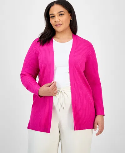 Jones New York Plus Size Sutton Open-front Cardigan In Pink
