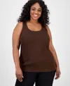 Jones New York Plus Size Sutton Ribbed-knit Tank Top In Burgundy