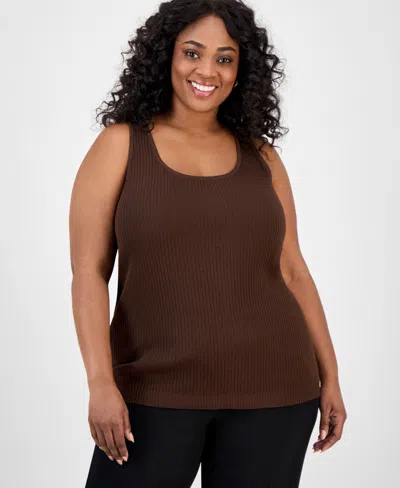 Jones New York Plus Size Sutton Ribbed-knit Tank Top In Burgundy