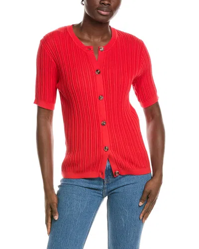 Jones New York Pointelle Cardigan In Red