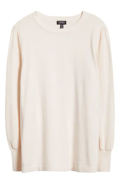 Jones New York Pointelle Stitch Sleeve Sweater In Jones White