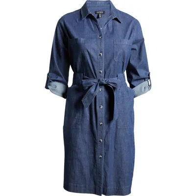 Jones New York Pork Chop Long Sleeve Stretch Denim Shirtdress In Dark Wash