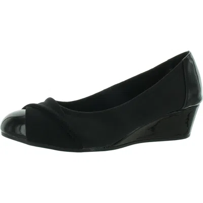 JONES NEW YORK PRESLEE WOMENS PATENT TRIM SLIP-ON WEDGE HEELS
