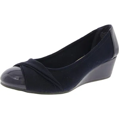 Jones New York Preslee Womens Patent Trim Slip-on Wedge Heels In Blue