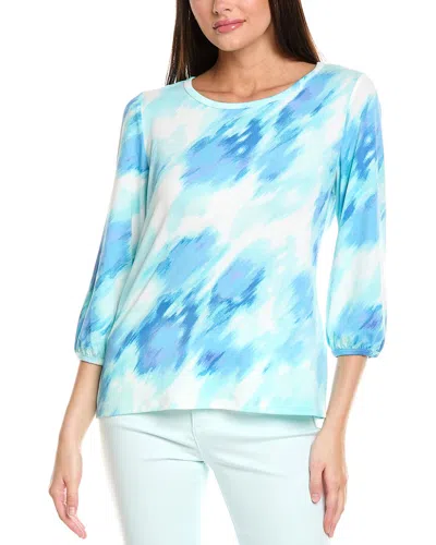 Jones New York Puff Cuff Basic Top In Blue