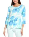 Jones New York Puff Cuff Basic Top In Blue