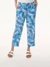 Jones New York Petite Mid Rise Pull On Cropped Leaf-print Drawstring-waist Pants In Multi