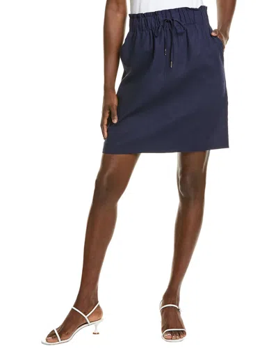 Jones New York Pull-on Drawstring Linen-blend Pencil Skirt In Blue