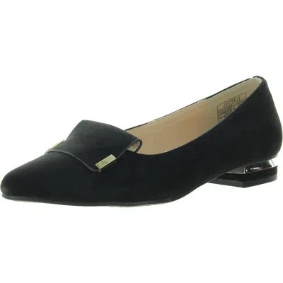 Jones New York Quesheen Womens Solid Faux Leather Loafers In Black