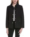 Jones New York Quilted Snap Front Jacket In Black