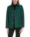 Jones New York Quilted Snap Front Jacket In Green