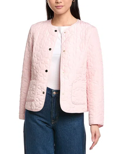 Jones New York Quilted Snap Front Jacket In Pink