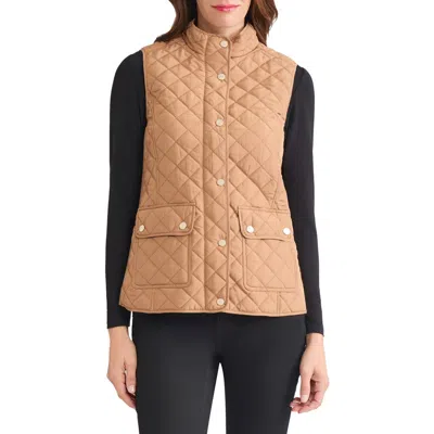 Jones New York Quilted Vest In Brown