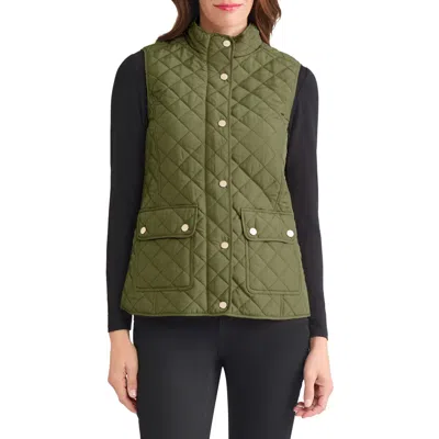 Jones New York Quilted Vest In Green