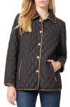 Jones New York Quilted Water Repellent Snap Front Jacket In Jones Black/ Caramel
