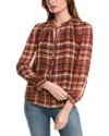 Jones New York Women's Printed Tie-neck Ruffled-neck Peasant Blouse In Red