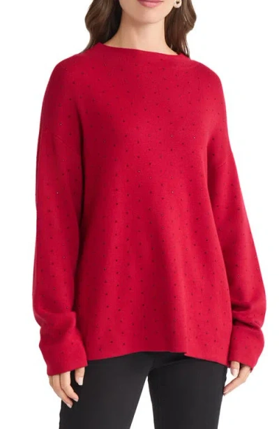 JONES NEW YORK JONES NEW YORK RHINESTONE MOCK NECK SWEATER