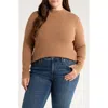 Jones New York Rib Mock Neck Sweater In Brown
