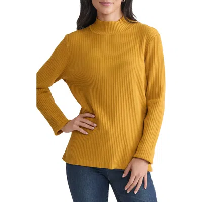 Jones New York Rib Mock Neck Sweater In Gold