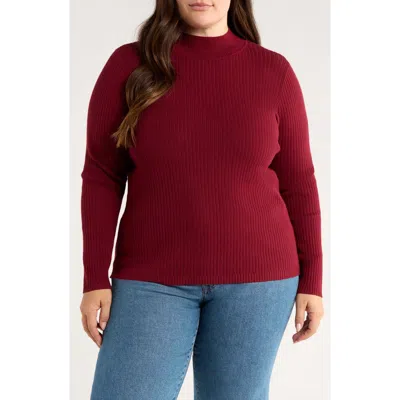 Jones New York Rib Mock Neck Sweater In Red