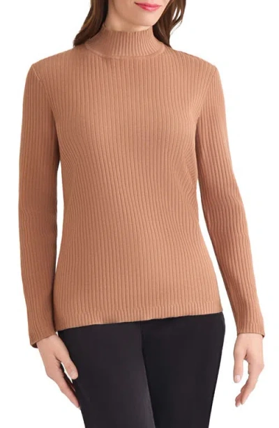 Jones New York Rib Short Sleeve Sweater In Brown