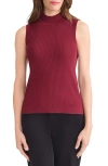 Jones New York Rib Sleeveless Turtleneck Sweater In Burgundy