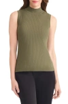 Jones New York Rib Sleeveless Turtleneck Sweater In Green