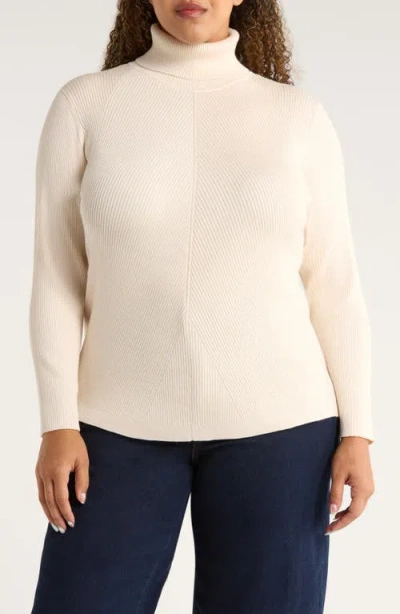 Jones New York Rib Turtleneck Sweater In White