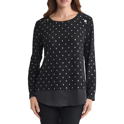 JONES NEW YORK JONES NEW YORK RIVET ACCENT METALLIC TOP