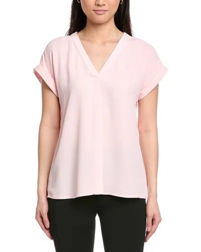 Jones New York Roll Cuff Blouse In Pink